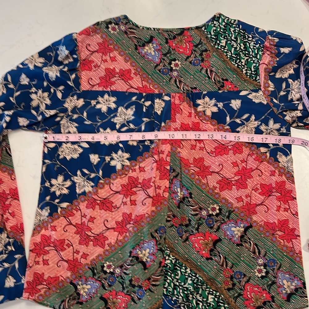 Veronica Beard Patchwork Multi Colored Silk Blous… - image 8